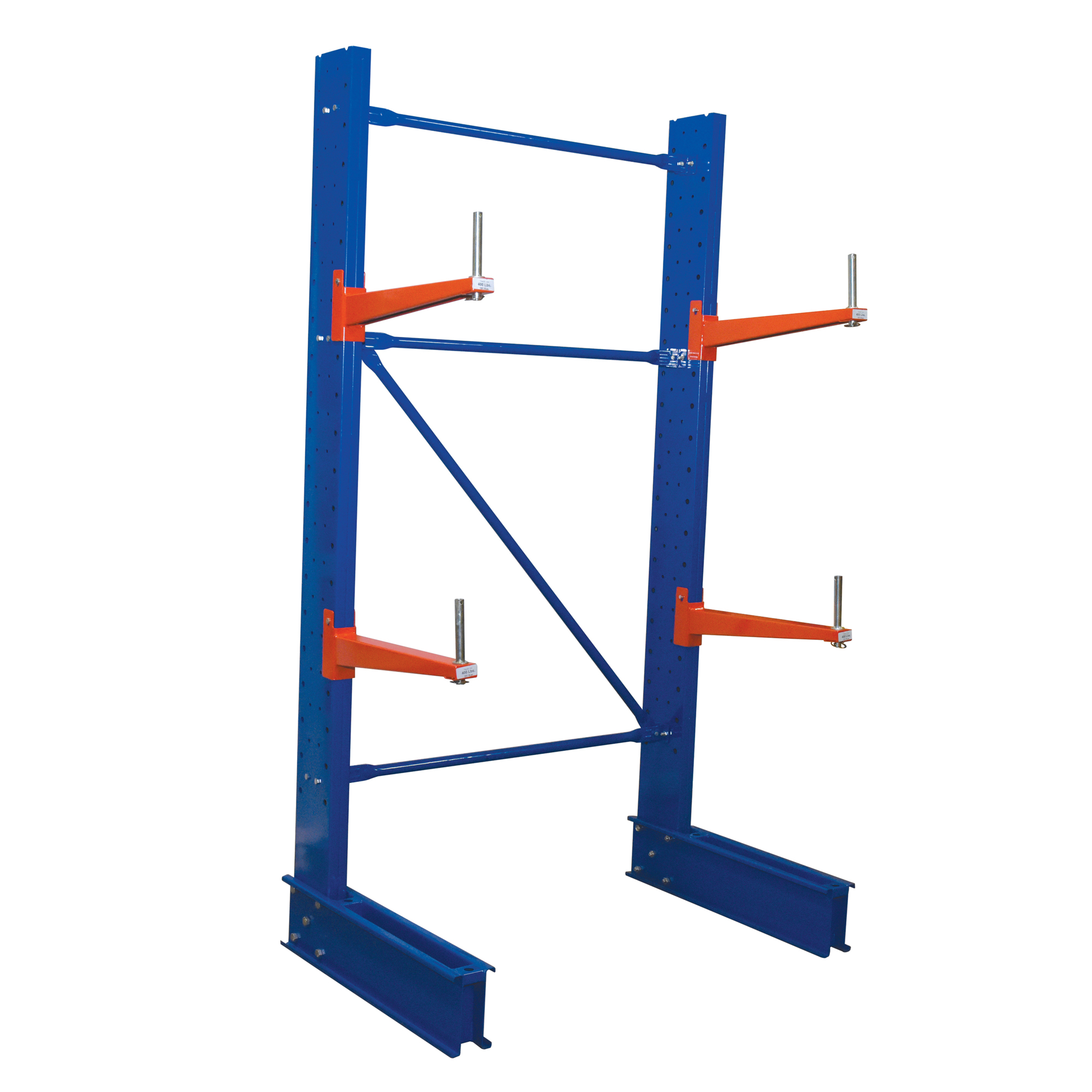 Vestil Steel Standard Duty Cantilever Single Sided Upright 8 Ft x 30 In. To 36 In. Arm Blue Set